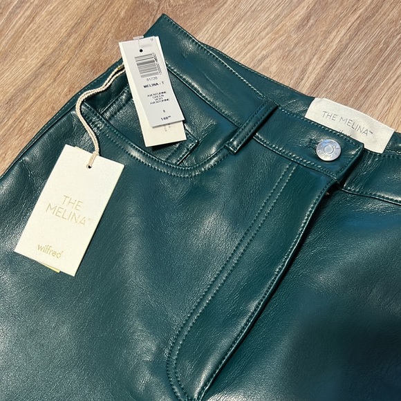 Aritzia Wilfred “The Melina” Faux Leather Pants in Aventurine Green - Picture 4 of 7